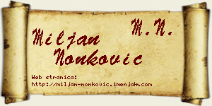 Miljan Nonković vizit kartica